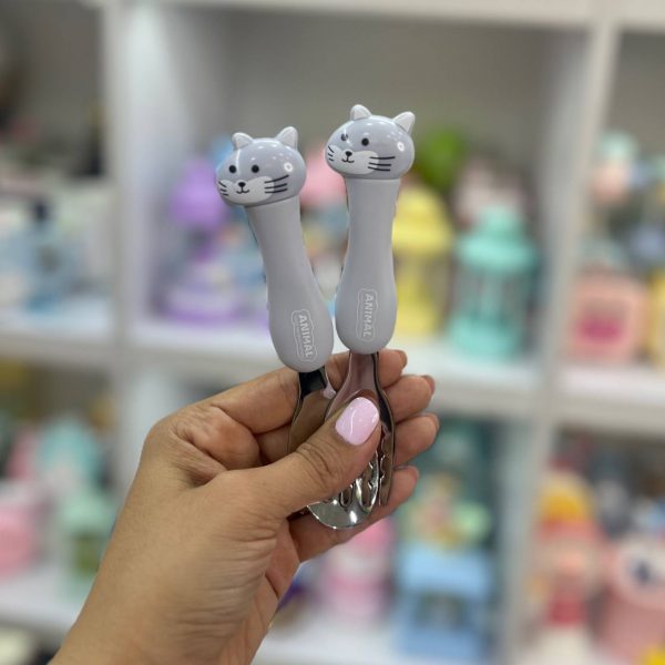قاشق و چنگال سیلیکونی گربه